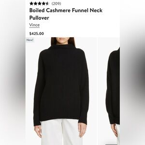 Vince Boiled Cashmere Funnel Neck Pullover